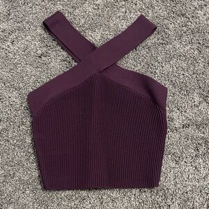 Babaton Deep Purple Cross-Strap Crop Top